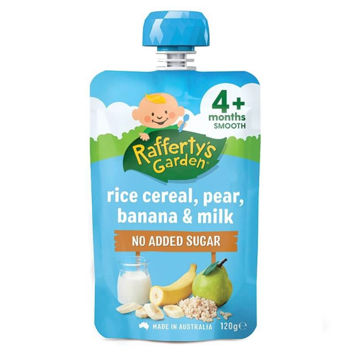 Rafferty’s Garden - Banana, milk, pear & rice cereal pouch