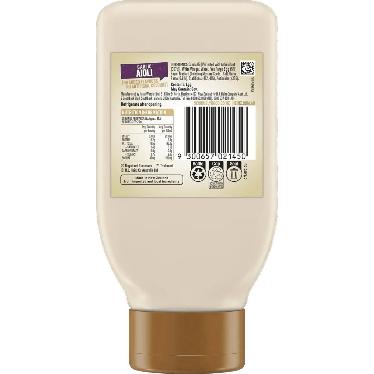 Heinz Garlic Aioli 295ml - 11th Hr