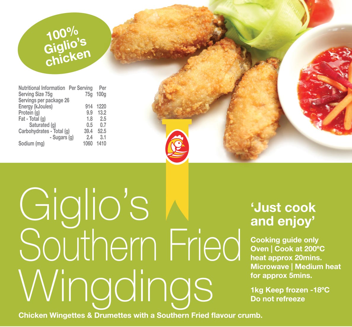 Giglio’s Southern fried wing dings - 1kg