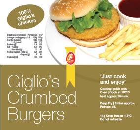 Giglio's Crumbed Chicken Burgers 1kg - 11th Hr